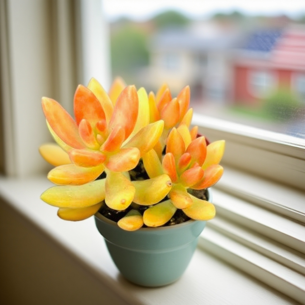 Golden Glow Succulent Plant – Live Sedum Adolphii in 2''–4'' Pot, Yellow Orange Rosette Succulent for Indoor Decor & Gift