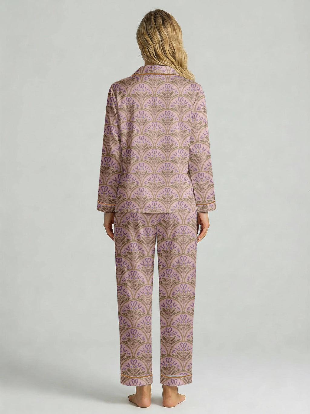 Lavender Floral Pajama Set – Women’s Long Sleeve Vintage Boho Sleepwear