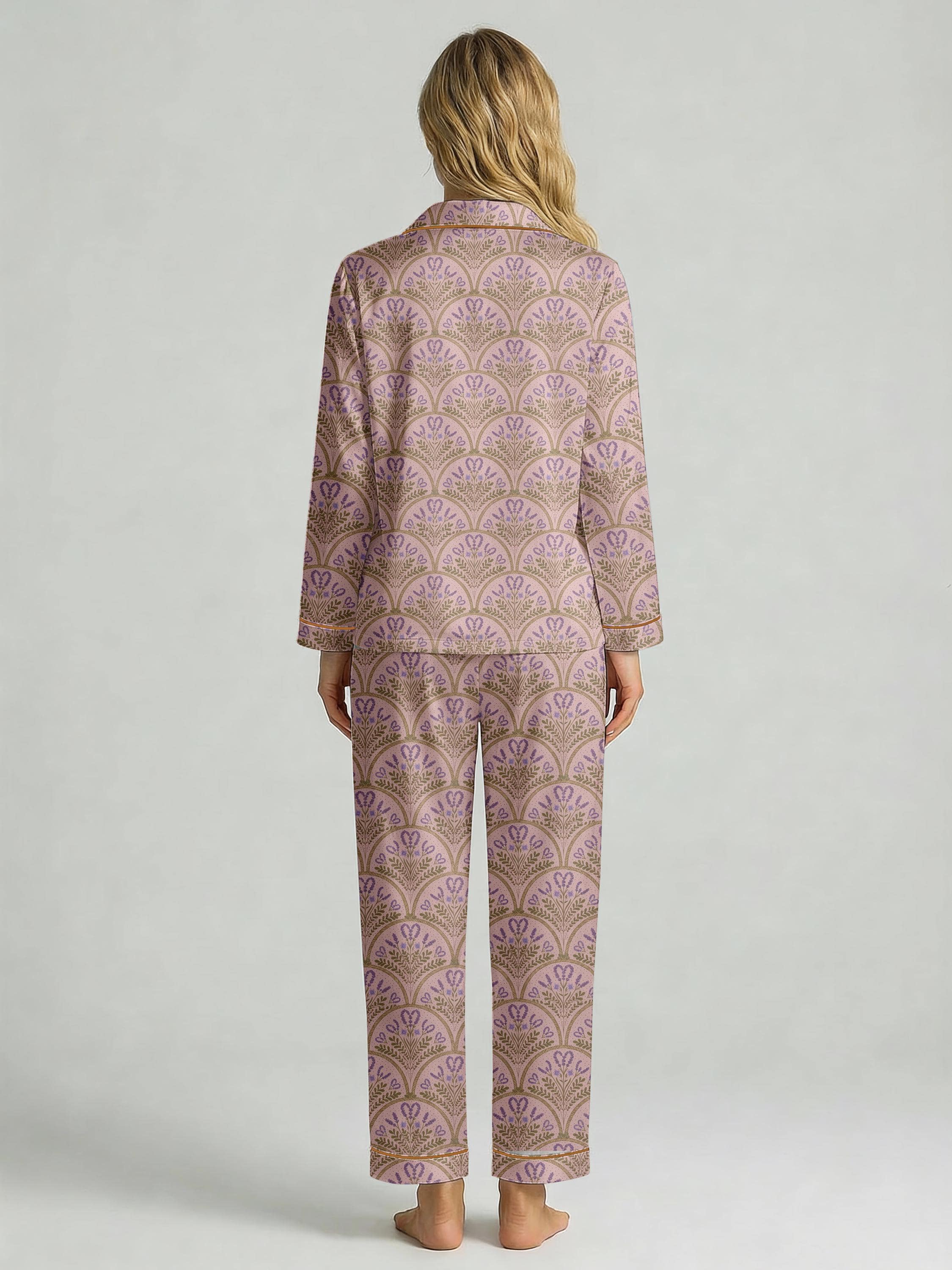 Lavender Floral Pajama Set – Women’s Long Sleeve Vintage Boho Sleepwear