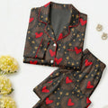 Women’s Long Sleeve Pajama Set – Heart and Star Print Sleepwear, Cozy Loungewear for Home
