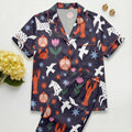Satin Pajama Set, Navy Lobster Print Loungewear