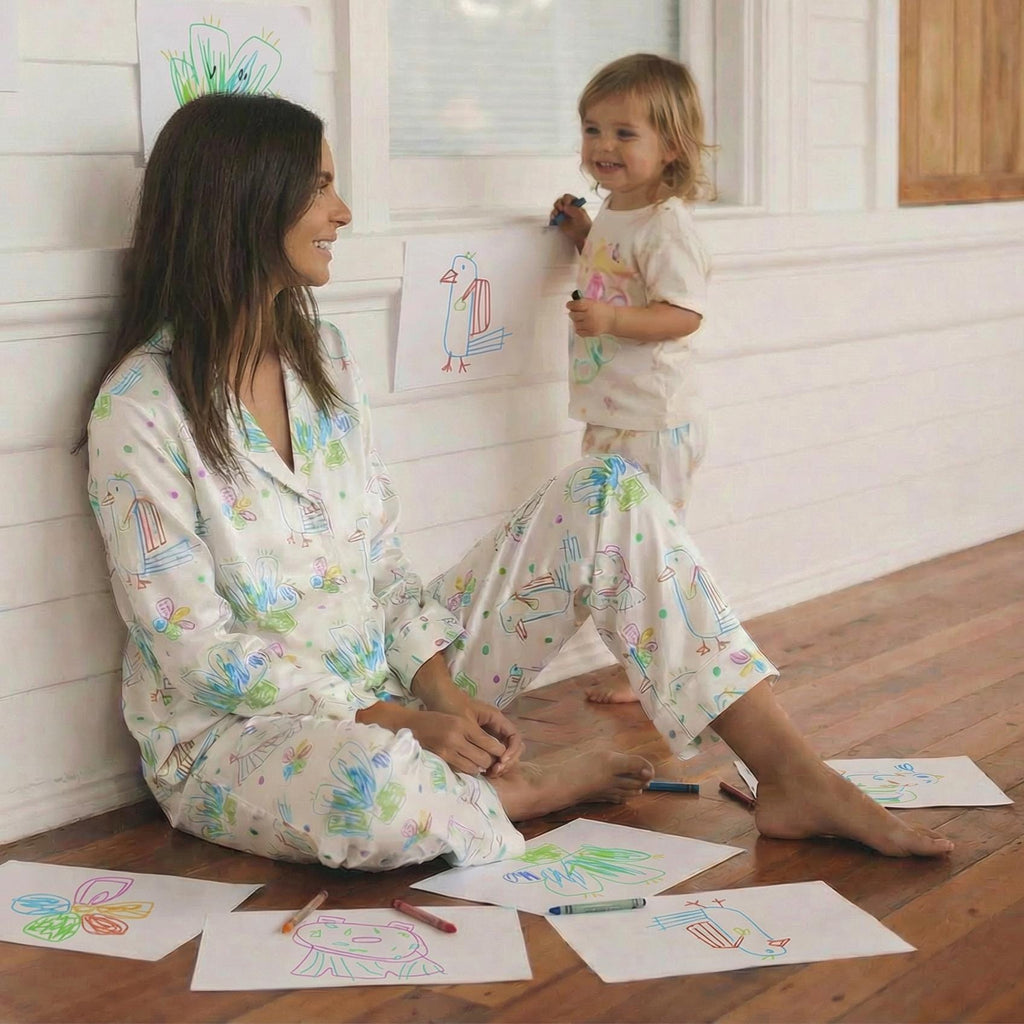 Custom Pajamas from Kids Drawing | Turn Child Artwork into Pajama Print, Personalized Family Gift，Personalized Pajamas for Mom