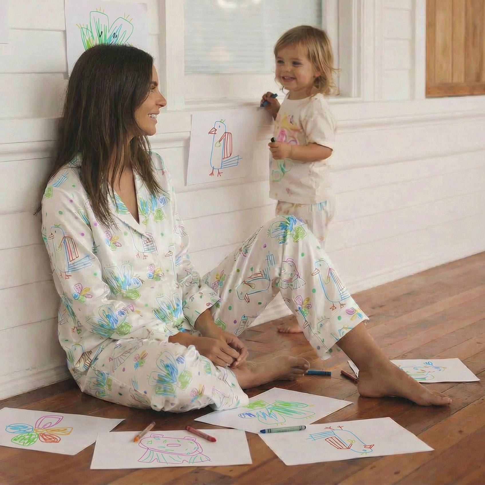 Custom Pajamas from Kids Drawing | Turn Child Artwork into Pajama Print, Personalized Family Gift，Personalized Pajamas for Mom