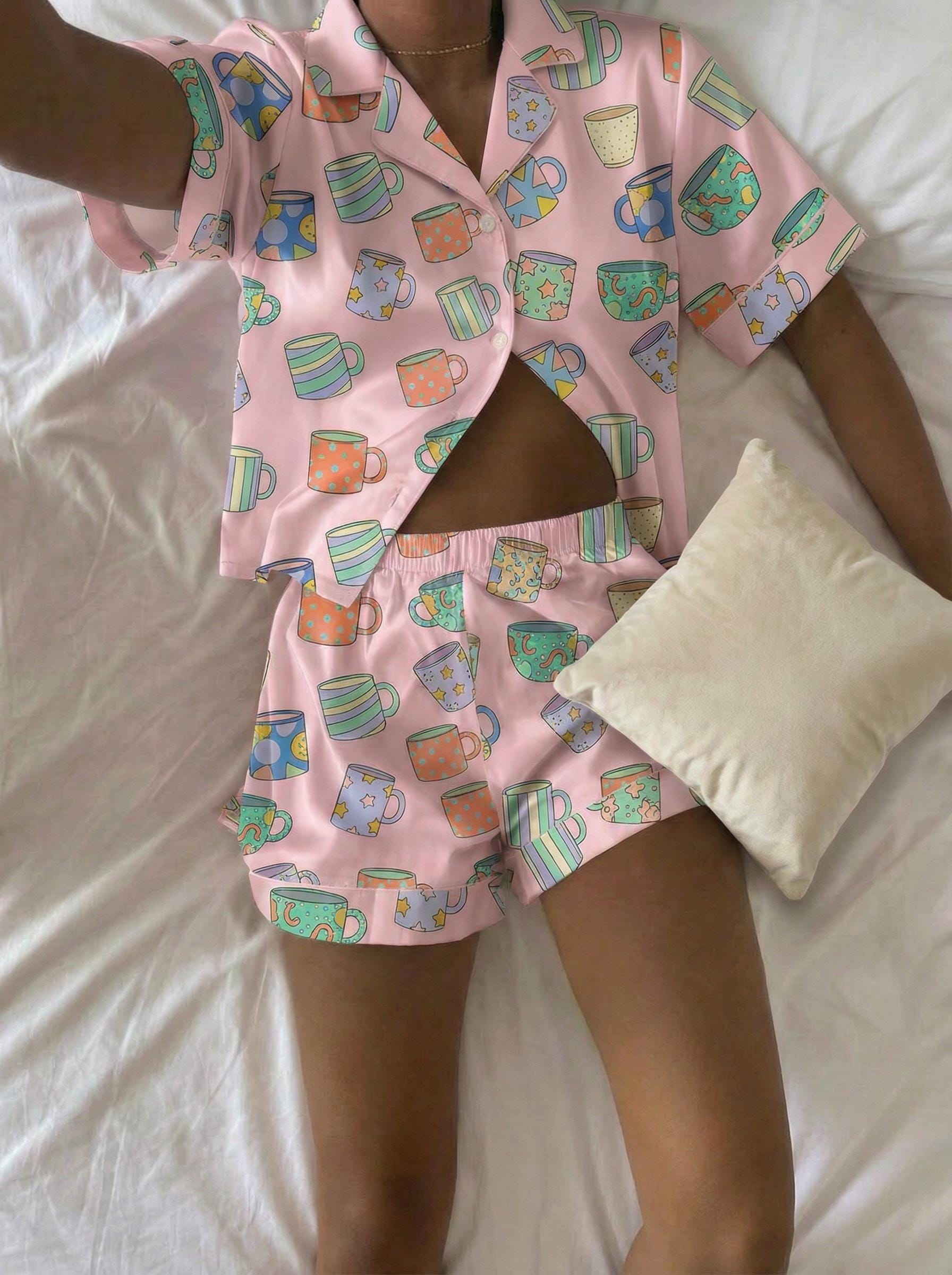 Women's Short  Pajama Set | Playful Print Loungewear|Gift for Her|Pajama Pants