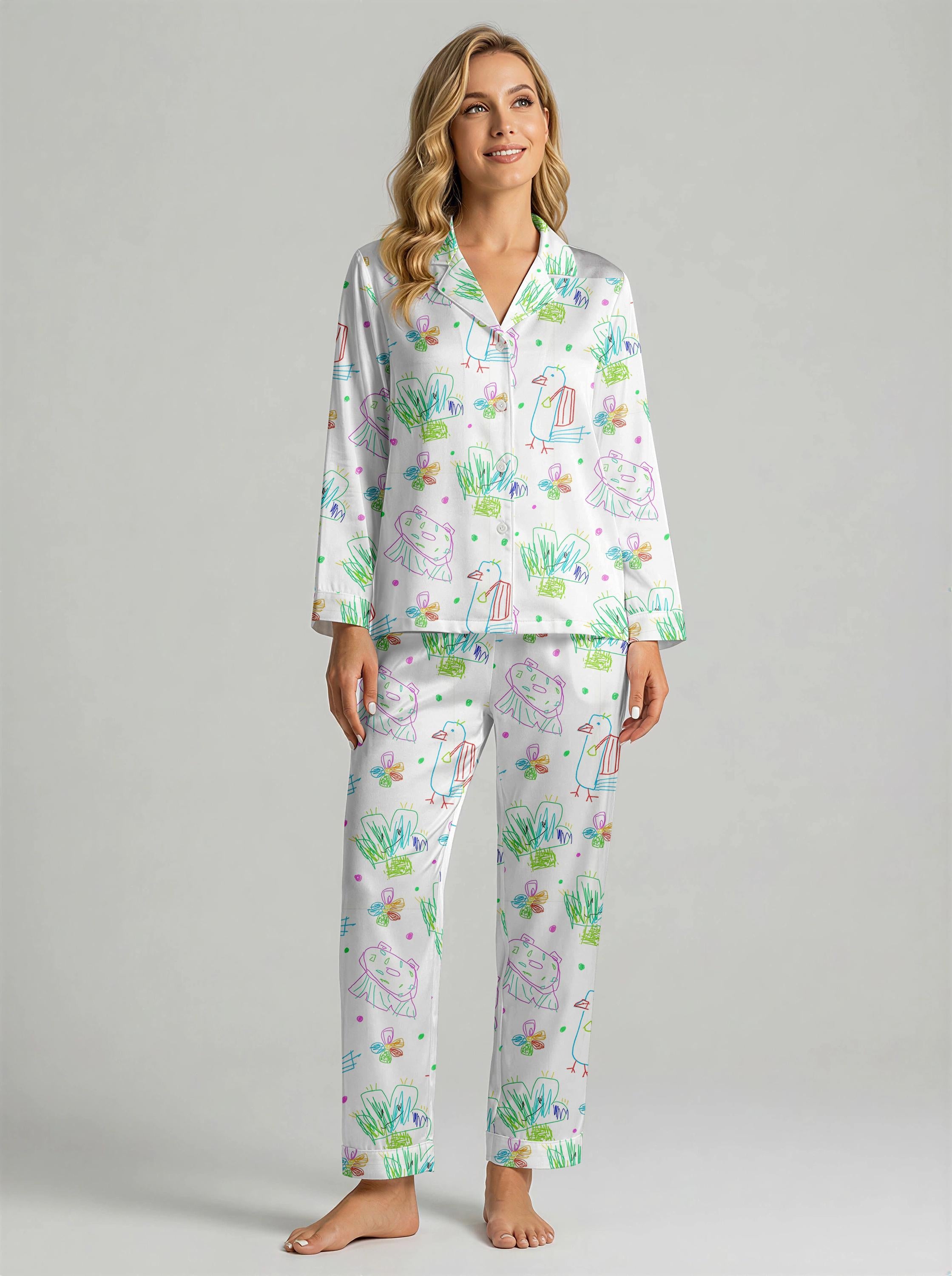 Custom Pajamas from Kids Drawing | Turn Child Artwork into Pajama Print, Personalized Family Gift，Personalized Pajamas for Mom