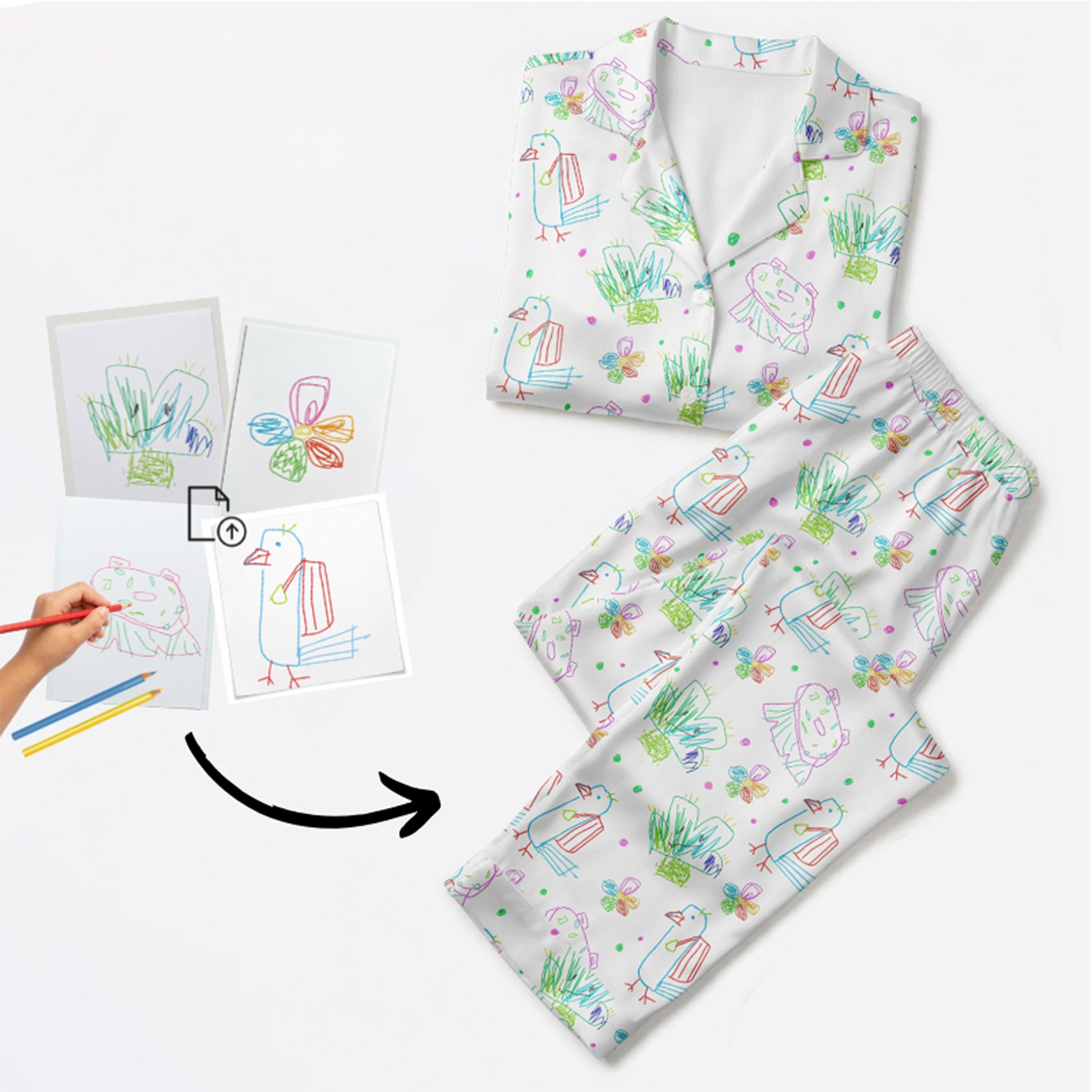 Custom Pajamas from Kids Drawing | Turn Child Artwork into Pajama Print, Personalized Family Gift，Personalized Pajamas for Mom