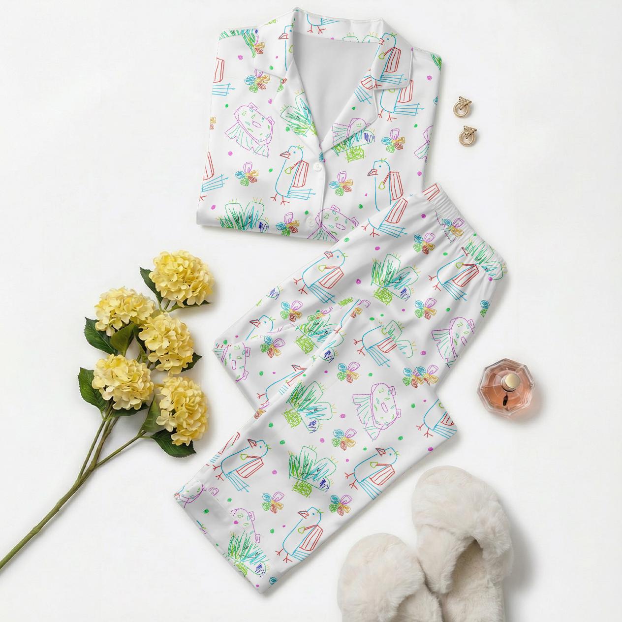 Custom Pajamas from Kids Drawing | Turn Child Artwork into Pajama Print, Personalized Family Gift，Personalized Pajamas for Her &Mom