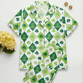 Women's Shamrock Pajama Set, St. Patrick's Day Loungewear, Lightweight Green Sleepwear