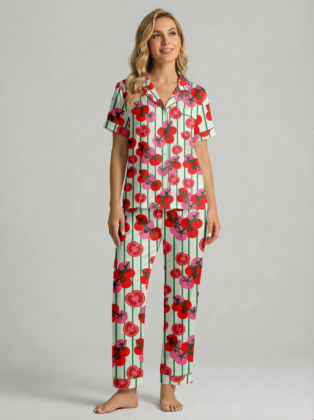 Mother’s Day Gift Pajama Set, Matching Mom Daughter PJs, Tomato Print Sleepwear, Cute Summer Lounge Set, Gift from Daughter