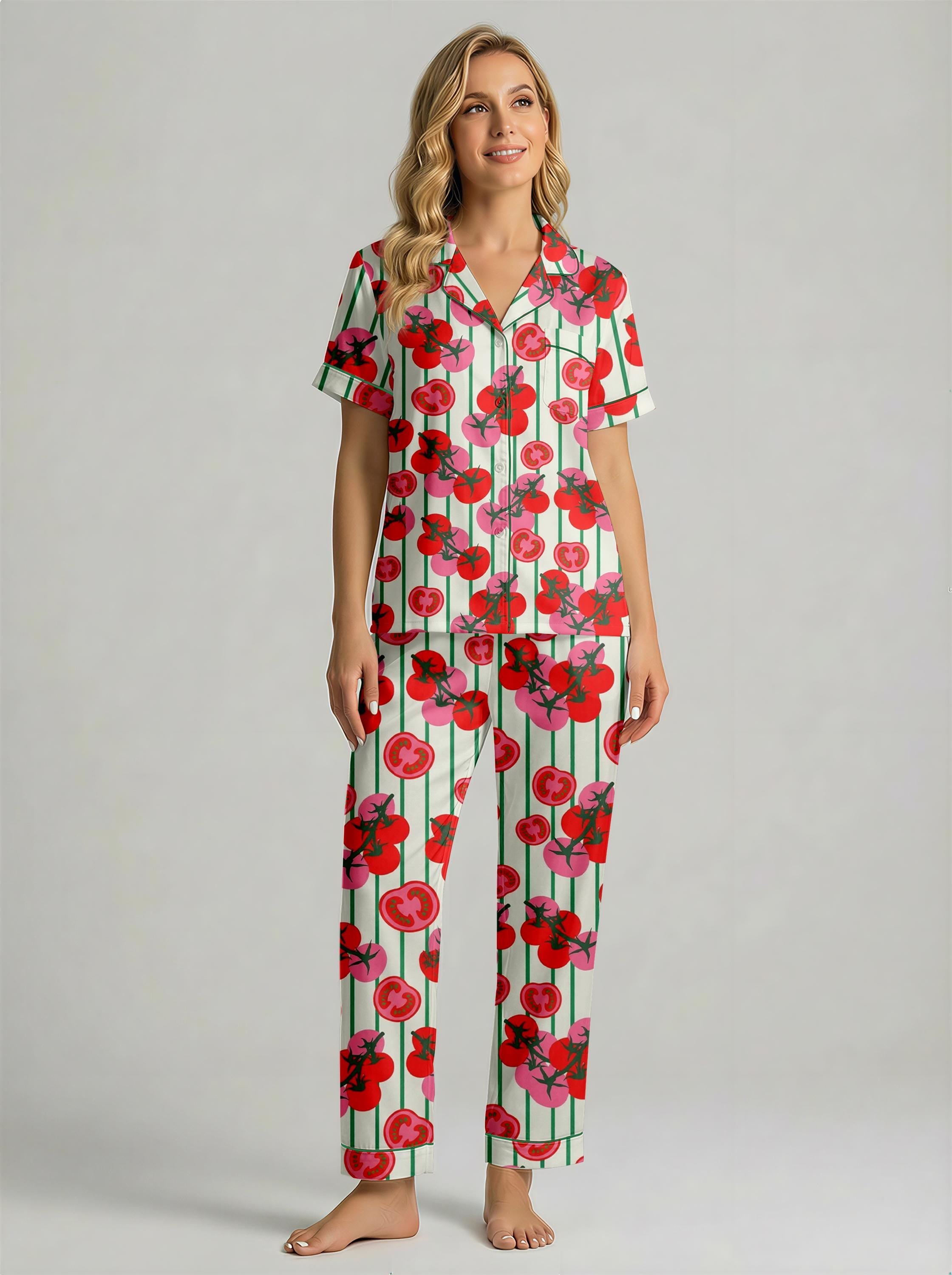 Mother’s Day Gift Pajama Set, Matching Mom Daughter PJs, Tomato Print Sleepwear, Cute Summer Lounge Set, Gift from Daughter