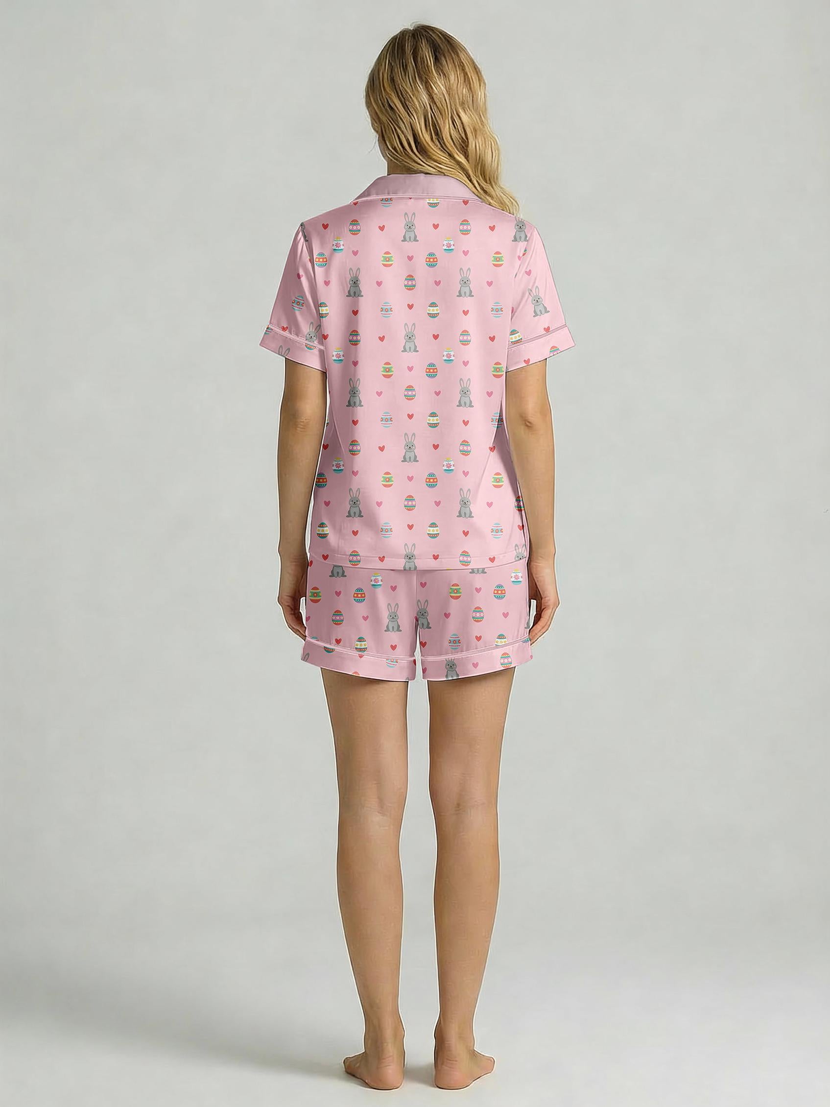 Women's Easter Bunny Pajama Set – Pink Rabbit Print Sleepwear
