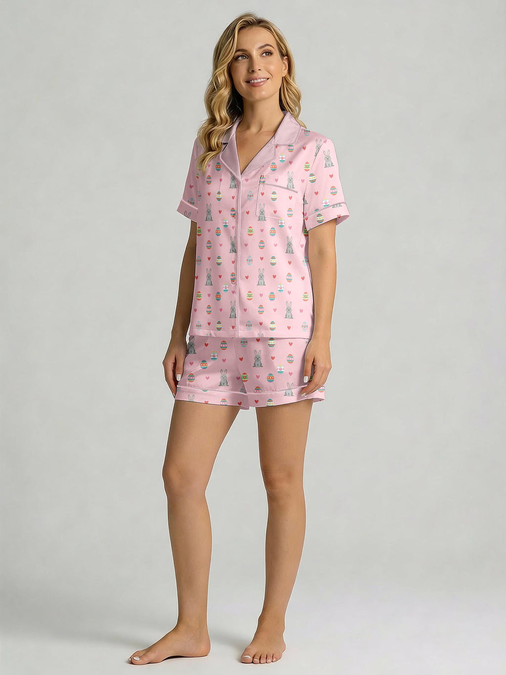 Women's Easter Bunny Pajama Set – Pink Rabbit Print Sleepwear