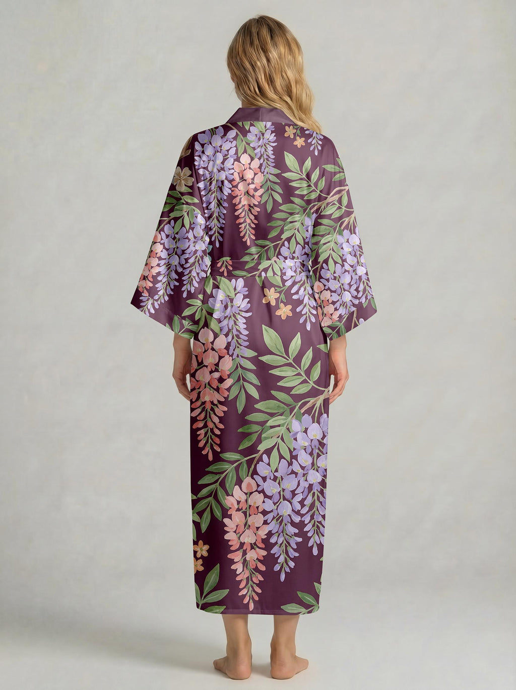 Women's Tropical Floral Leopard Kimono Robe, Lightweight Resort Beach Cover Up