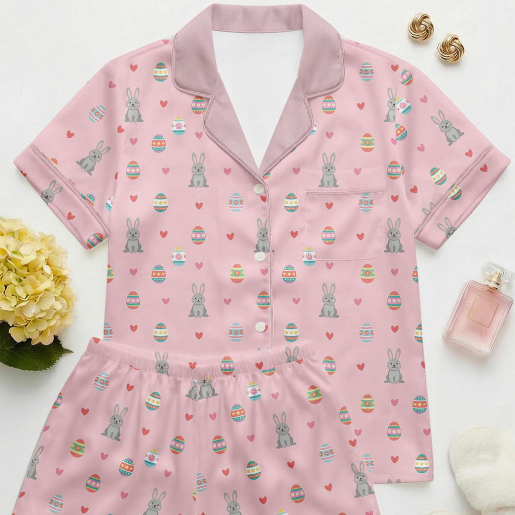 Women's Easter Bunny Pajama Set – Pink Rabbit Print Sleepwear