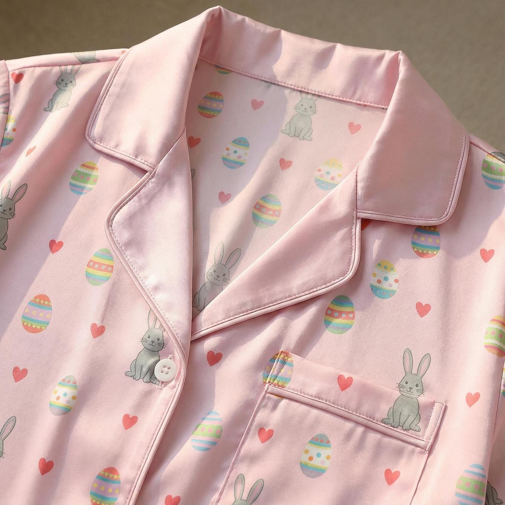 Women's Easter Bunny Pajama Set – Pink Rabbit Print Sleepwear
