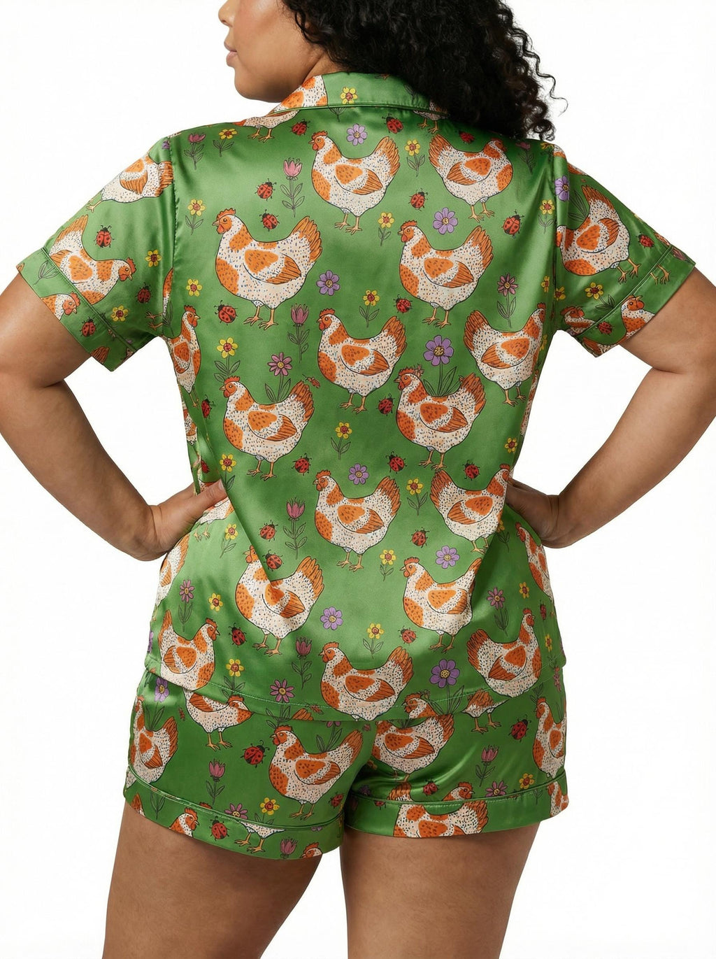 Plus Size Hen Floral Print Pajama Set – Lightweight Summer Sleepwear (0X–4X)