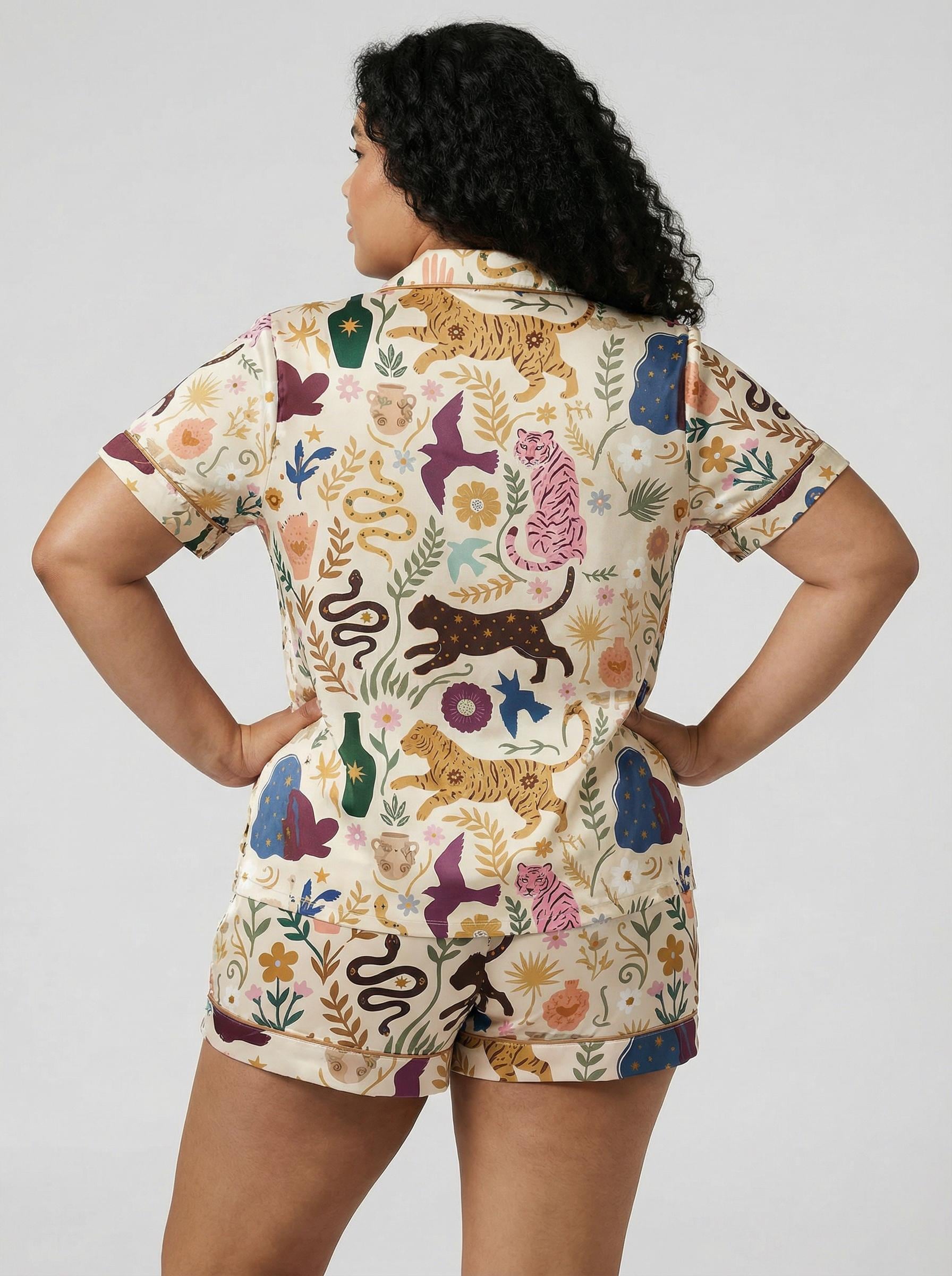 Plus Size Mystic Pattern Pajama Set – Celestial Bohemian Sleepwear (0X–4X)