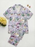 Easter Bunny Pajama Set for Women, Cute Rabbit & Easter Egg Print Satin PJs, Spring Family Matching Sleepwear, Easter Gift for Her