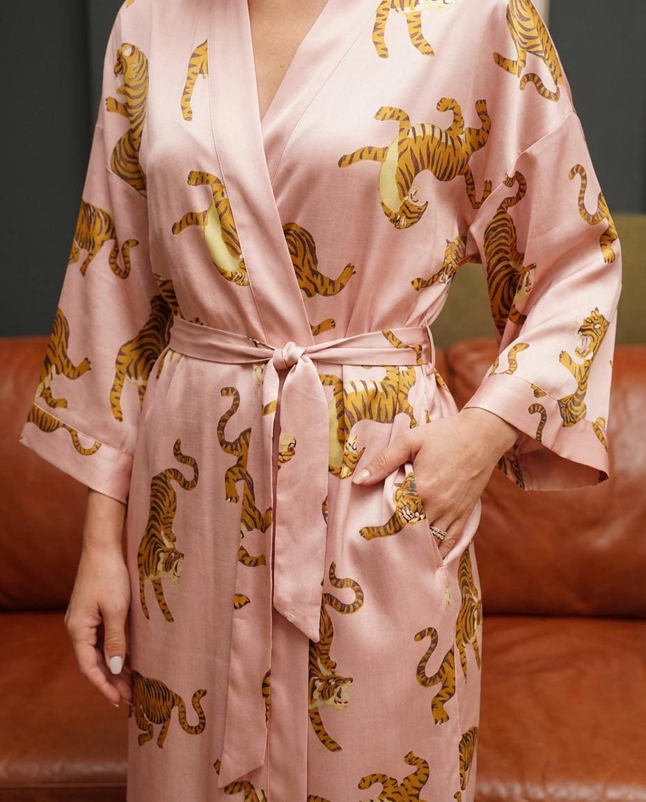Gift for Mom from Daughter Pajamas, Matching Mother Daughter Set, Leopard Kimono Robe, Soft Satin Lounge Wear, Gift from Daughter
