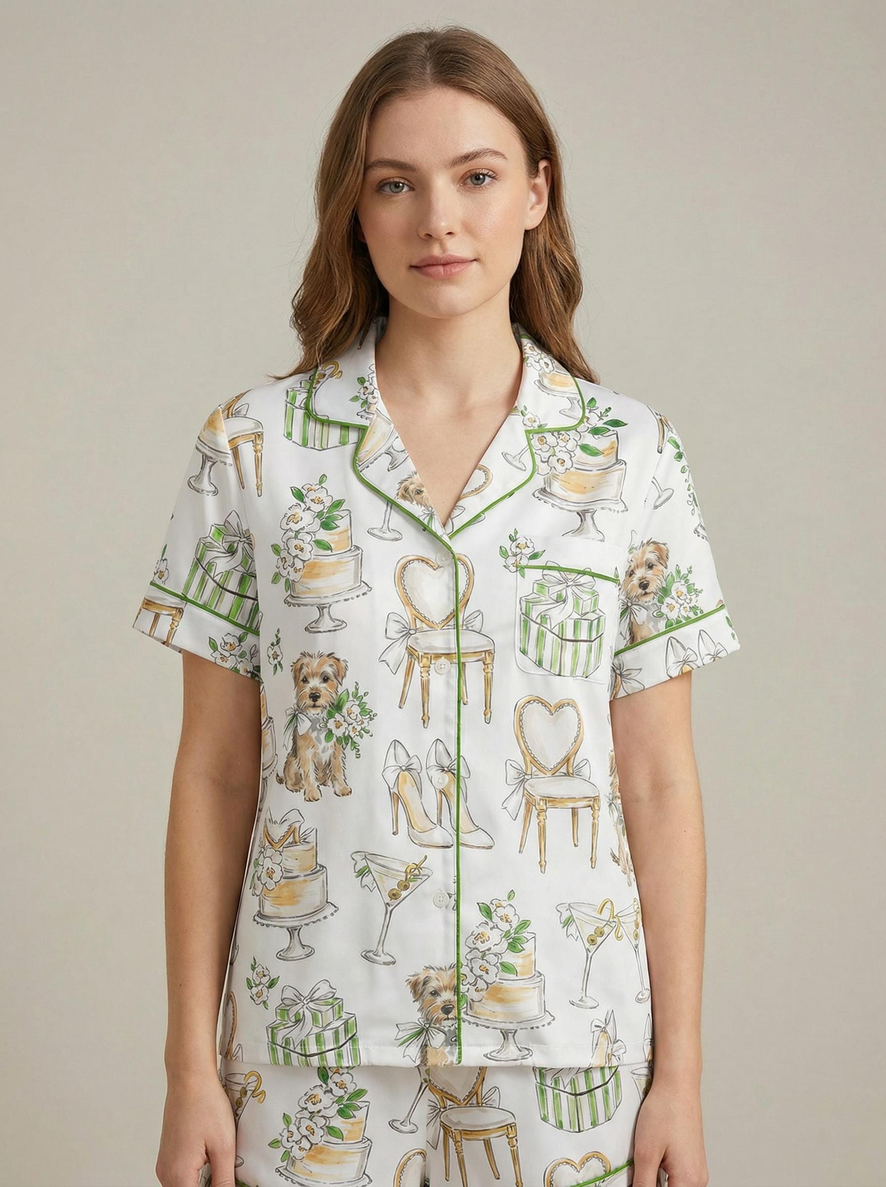 Custome Bridal Wedding Pajamas Set – Bride & hand drwn Sleepwear, Engagement Gift Pajamas, Bridal Shower Pajamas,Wedding Gift for Bride