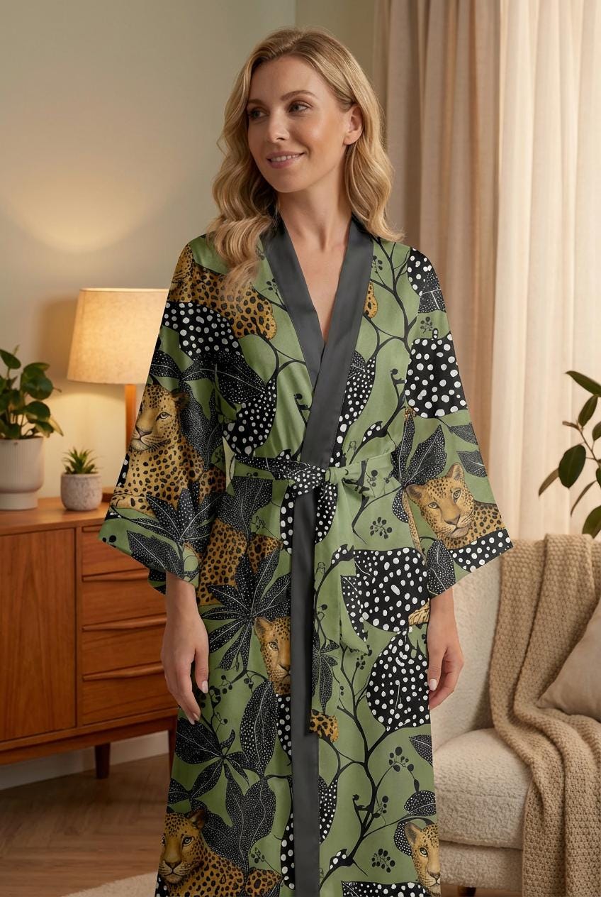 Mother’s Day Gift for Mom, Leopard Kimono Robe，Matching Mother Daughter Robe Set, Soft Lounge Wear, Gift from Daughter