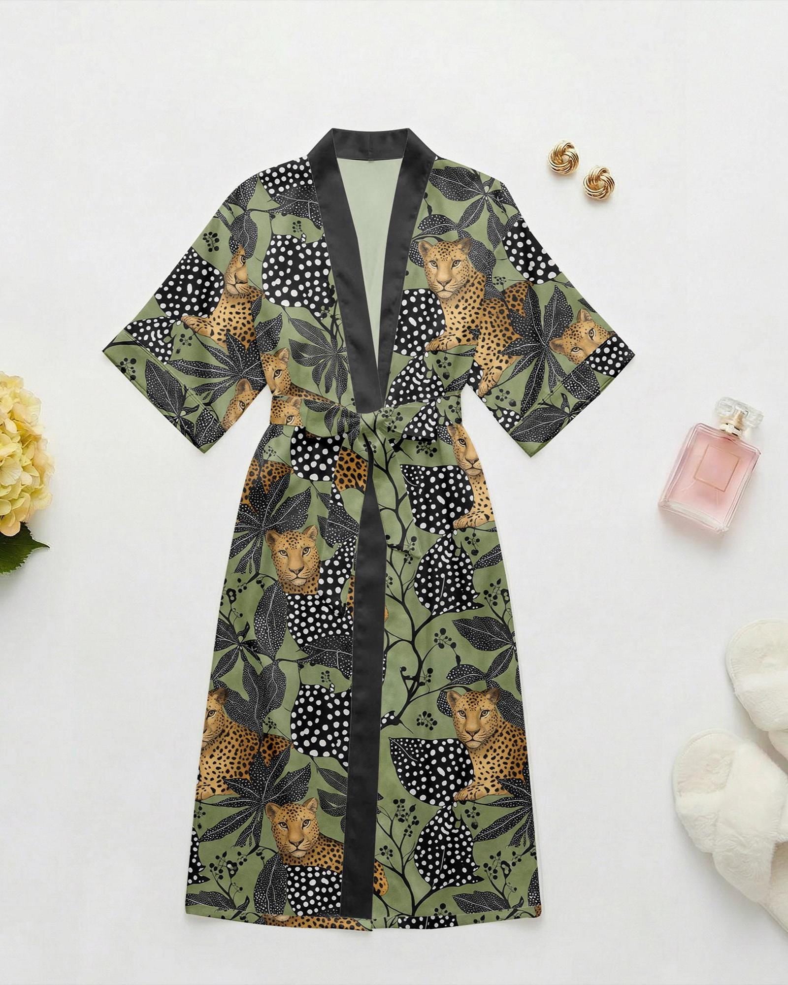 Mother’s Day Gift for Mom, Leopard Kimono Robe，Matching Mother Daughter Robe Set, Soft Lounge Wear, Gift from Daughter