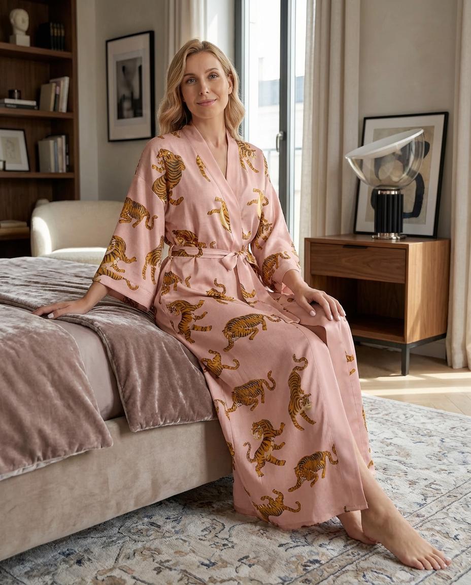 Gift for Mom from Daughter Pajamas, Matching Mother Daughter Set, Leopard Kimono Robe, Soft Satin Lounge Wear, Gift from Daughter