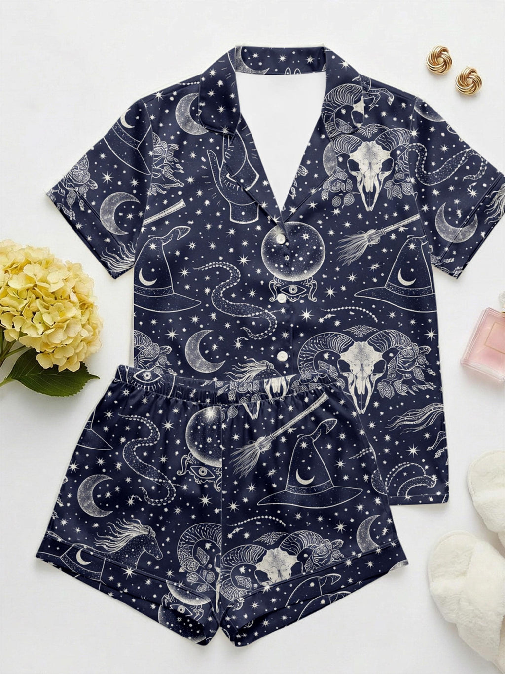 Celestia Pajama Set,  Witchy Sleepwear, Pajamas for her, Boho Witch Sleep Set, Birthday Gift for Her