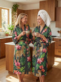 Mother’s Day Gift for Mom, Matching Mother Daughter Robe Set, Tropical Leopard Kimono Robe, Soft Satin Lounge Wear, Gift from Daughter