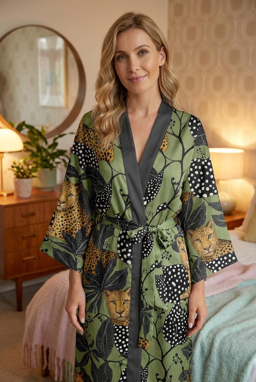 Mother’s Day Gift for Mom, Leopard Kimono Robe，Matching Mother Daughter Robe Set, Soft Lounge Wear, Gift from Daughter