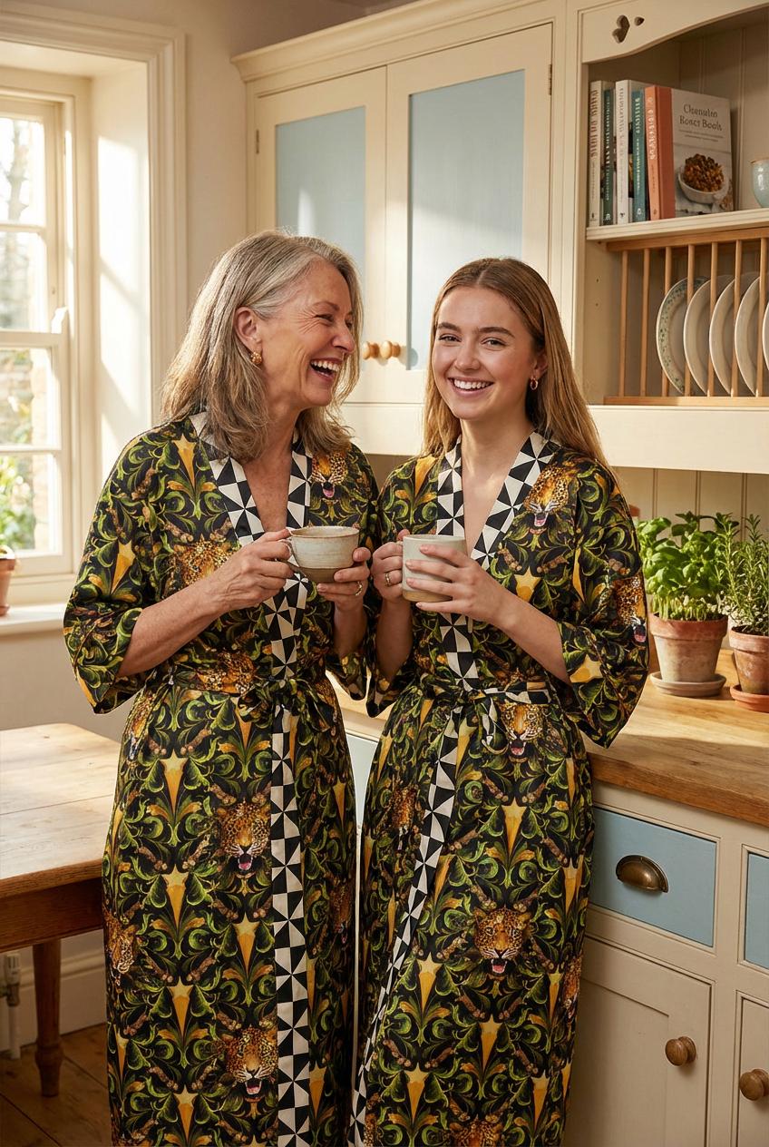 Gift for Mom, Star Leopard Kimono Robe，Mother’s Day Gift ,Matching Mother Daughter Robe Set, Soft Lounge Wear, Gift from Daughter