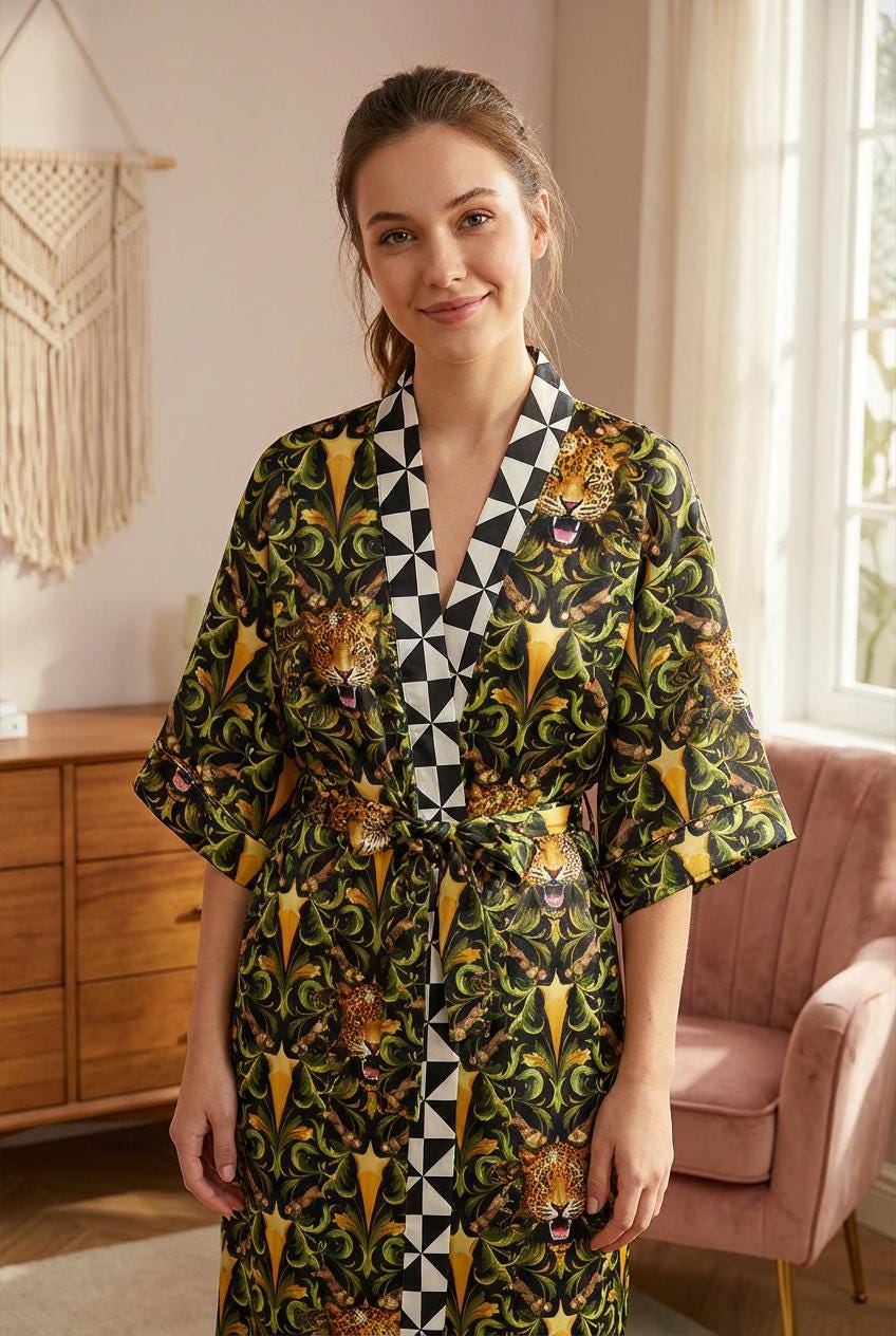 Gift for Mom, Star Leopard Kimono Robe，Mother’s Day Gift ,Matching Mother Daughter Robe Set, Soft Lounge Wear, Gift from Daughter