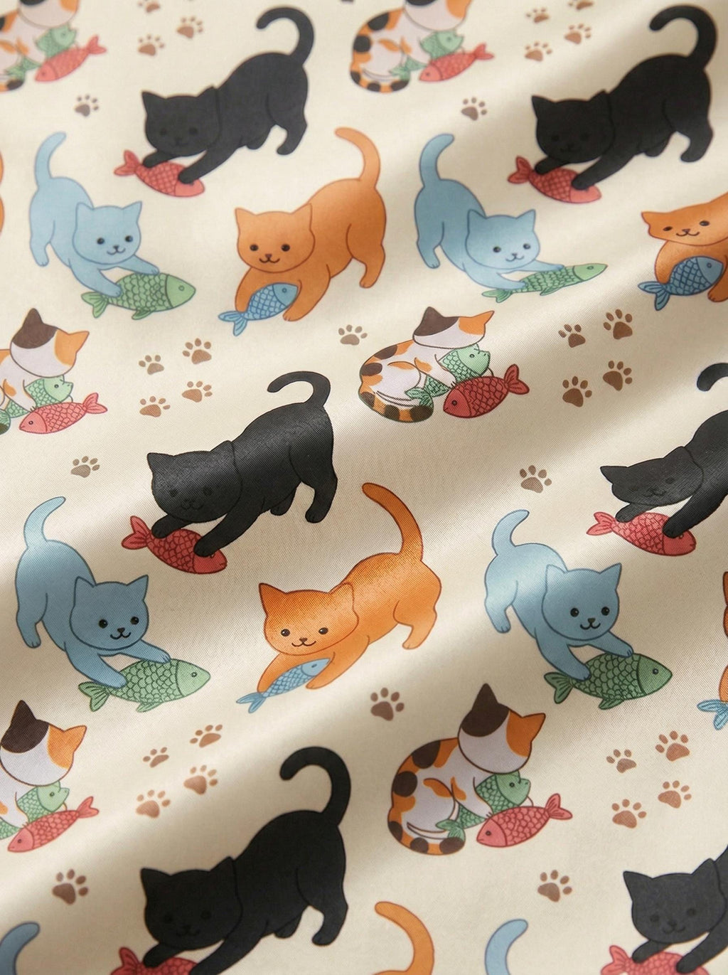 Cute Cat Print Pajama Set - Silky Satin Short Sleeve Sleepwear - Summer Lounge Set - Gift for Cat Mom - Kawaii Kitten Nightwear Women