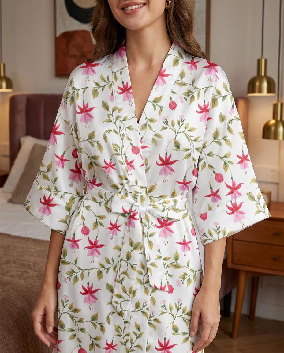 Floral Satin Pajama Set for Women, Silky Summer Sleepwear, Bridesmaid Pajamas, Lightweight Button Up Short Set, Mother’s Day Gift for Her