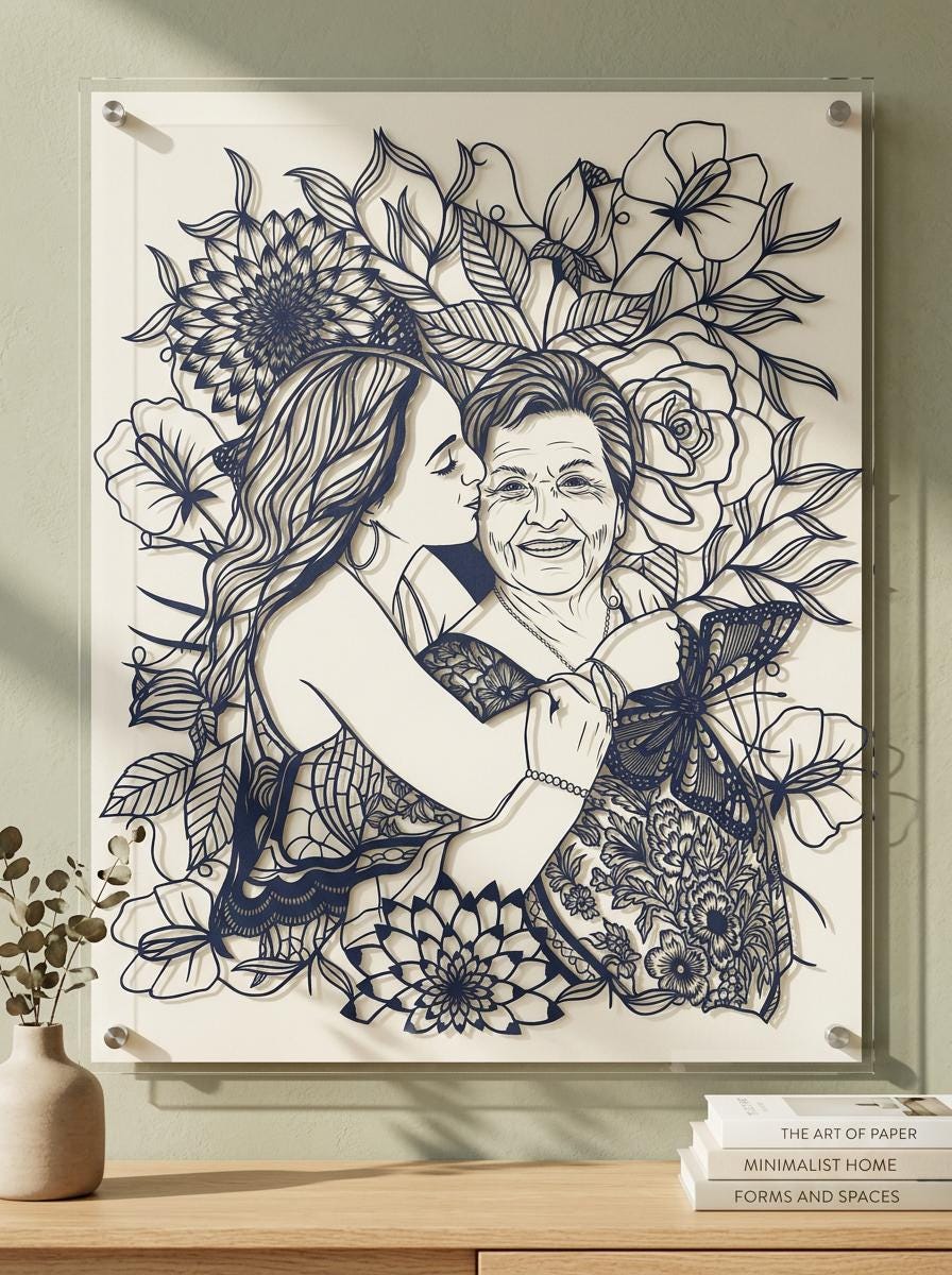 Custom Portrait Paper Cut from Photo, Personalized Family Gift, Mother’s Day Gift, Anniversary Gift, Unique Wall Art Decor