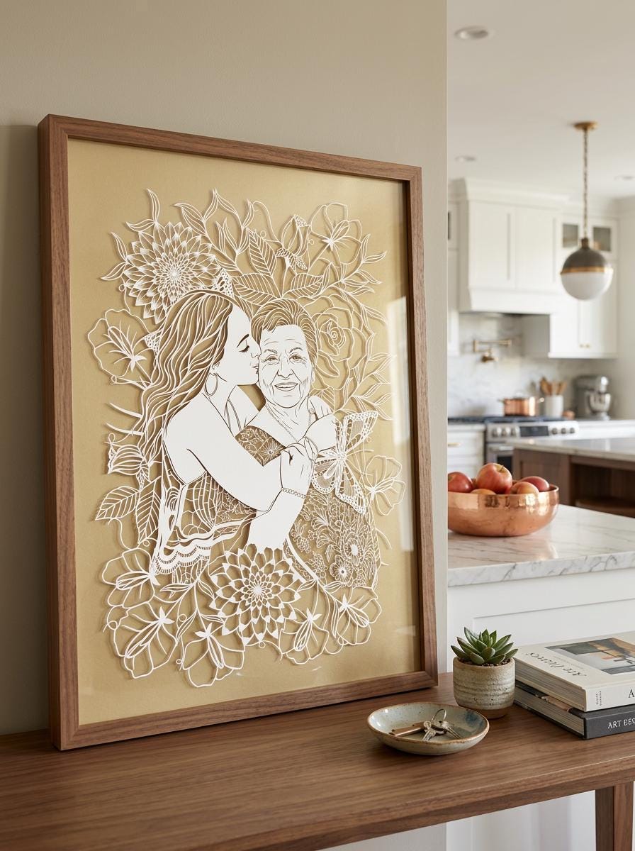Custom Paper Cut Portrait from Photo, Memorial Gift for Mom, Grandmother Gift, Family Wall Decor, Personalized Photo Art,Memory Gift