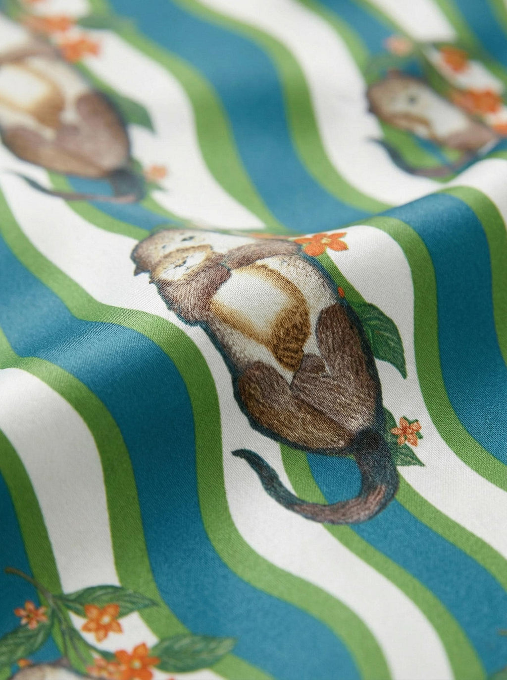 Otter Print Satin Pajama Set, Women's Sleepwear, Summer Loungewear, Gift for Mom