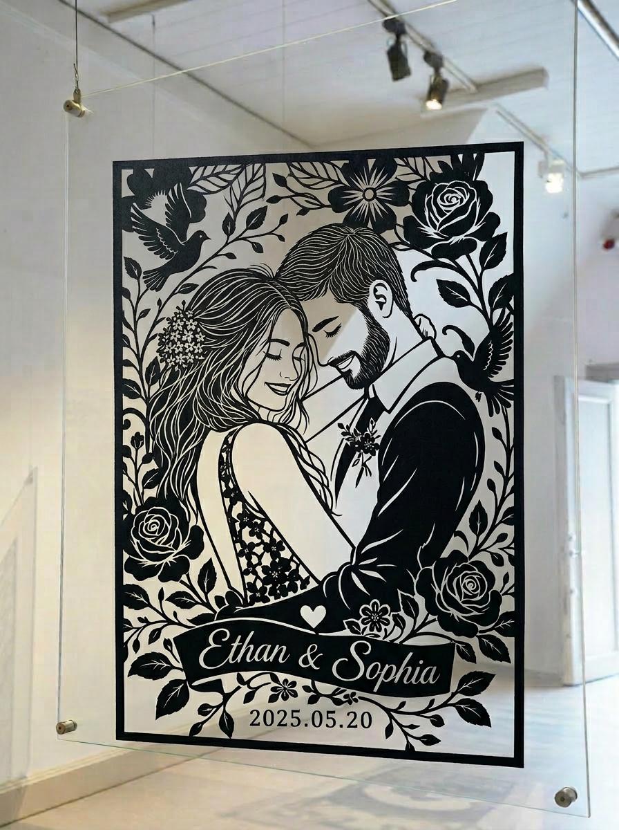 Custom Wedding Paper Cut Portrait from Photo, 1st Anniversary Gift, Personalized Couple Portrait, Bridal Gift, Paper Anniversary Wall Art