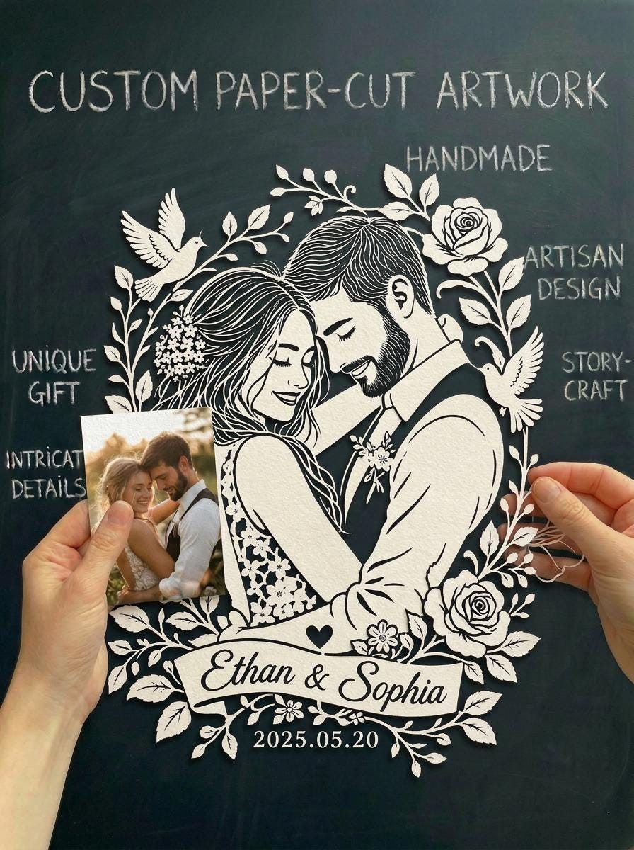 Custom Papercut Wall Decor from Photo, Personalized Family Portrait, Anniversary Gift, Mothers Day Gift, Custom Paper Art Home Decor