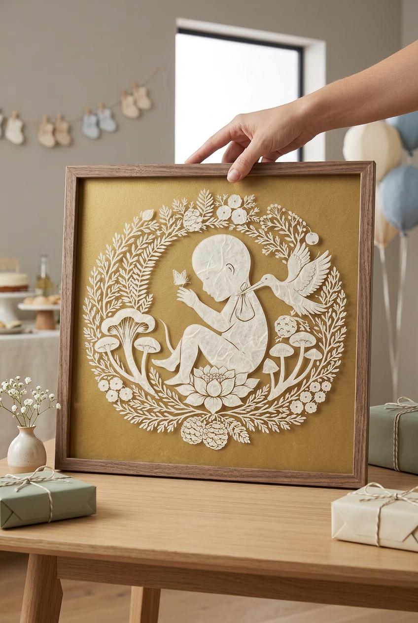 Custom Baby Portrait from Photo, Paper Cut Baby Shower Gift, Personalized Newborn Gift, First Time Mom Gift, Nursery Wall Art