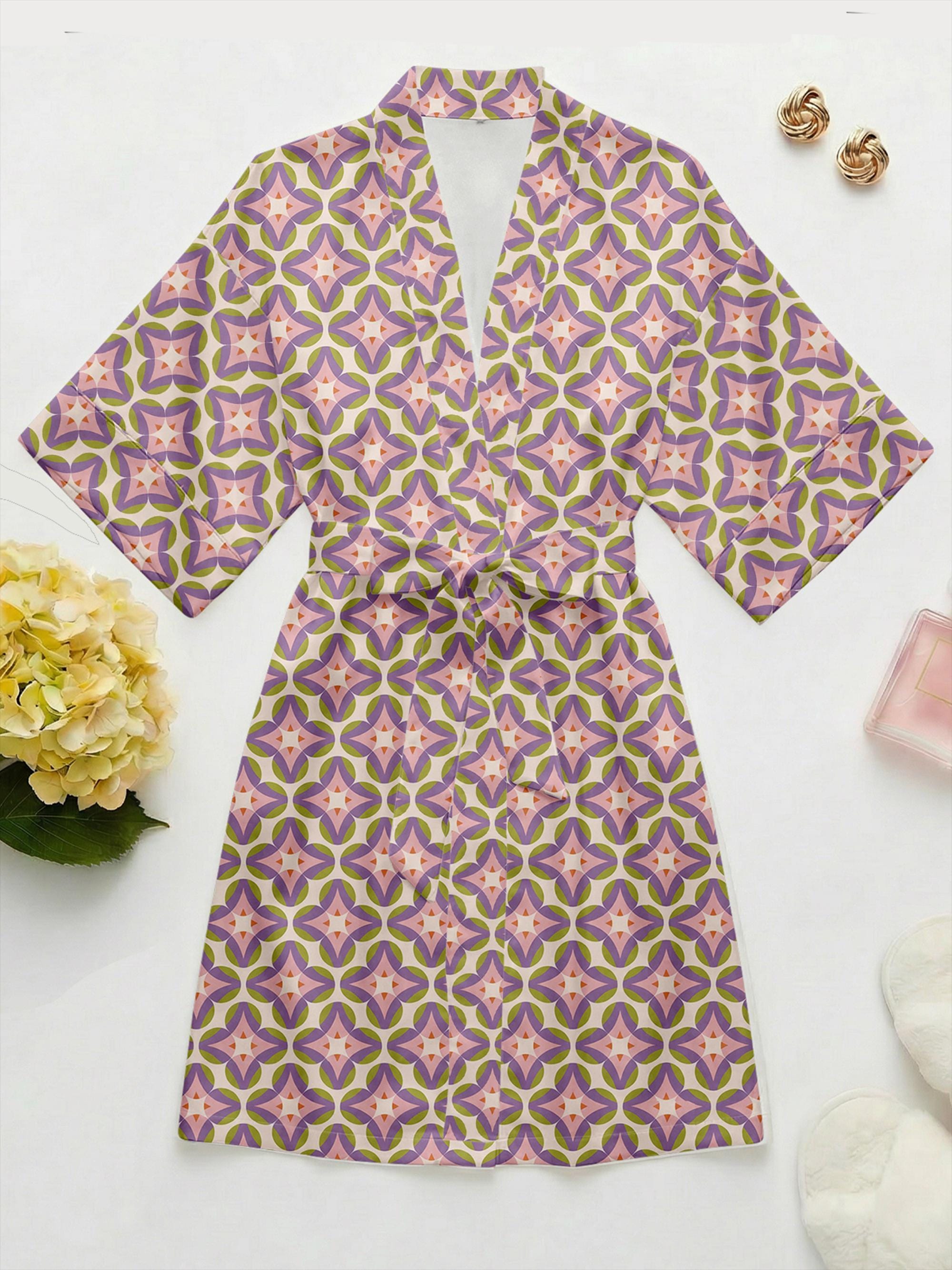 Vintage Boho Print Pajama Set for Women, Luxury Sleepwear, Aesthetic Sleepwear Set, Bridesmaid Gift, Mothers Day Gift for Her, Chic Summer