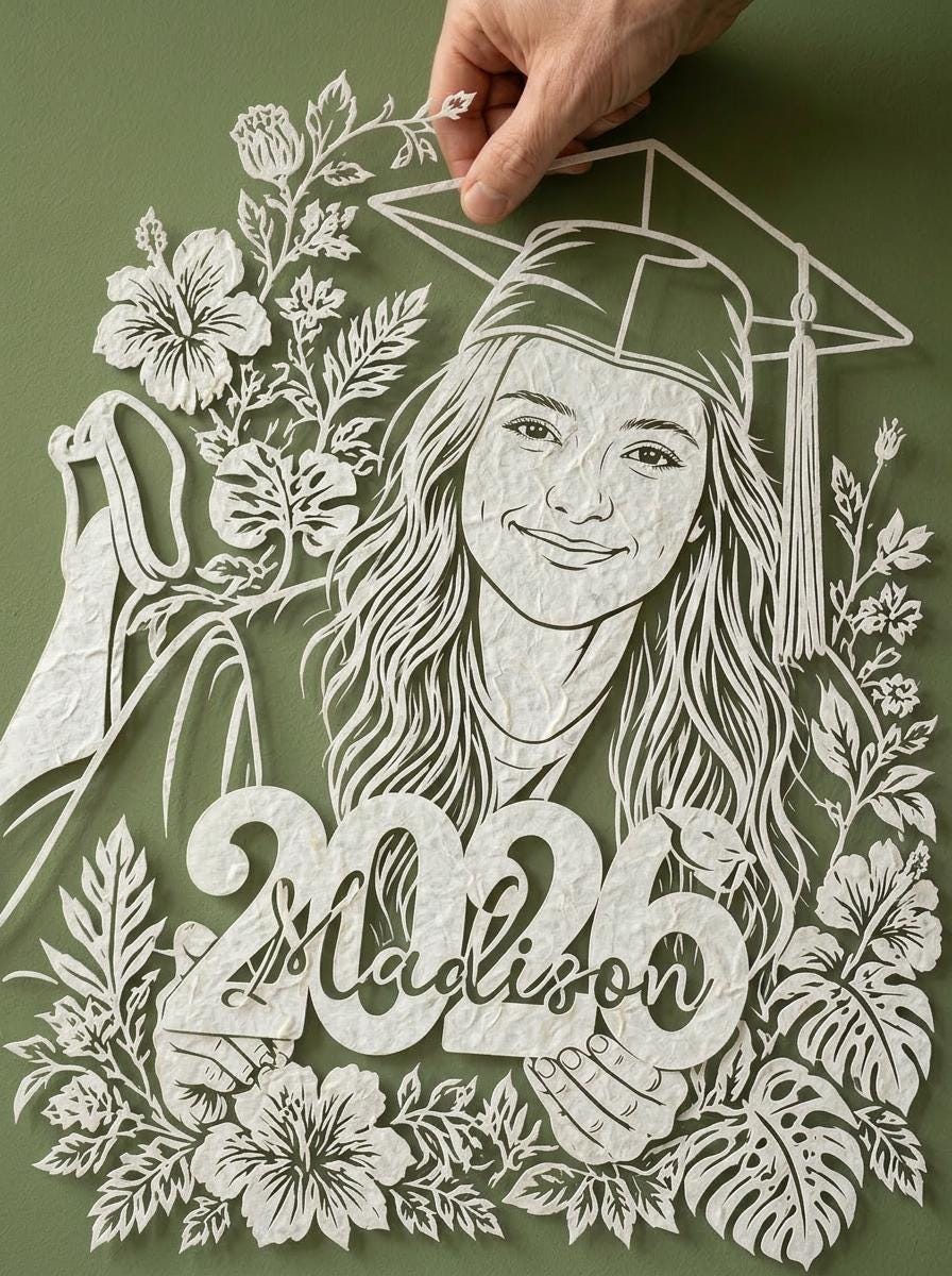 Custom Graduation Paper Cut Portrait from Photo, Class of 2026 Gift, Personalized Graduate Gift, Senior Gift, Graduation Keepsake Wall Art