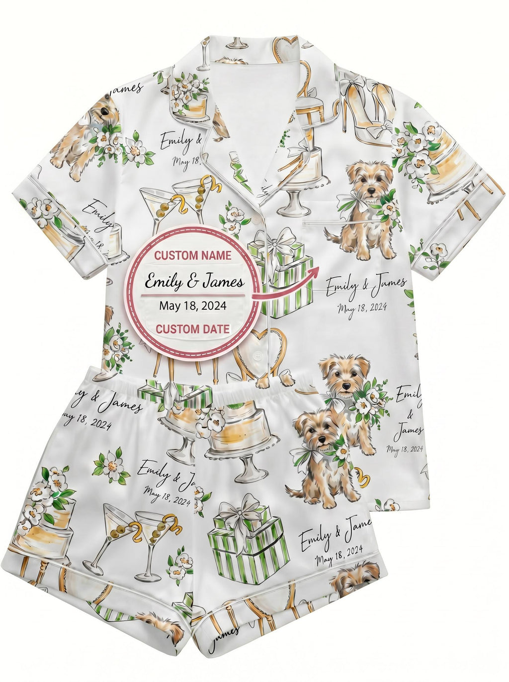 Custome Bridal Wedding Pajamas Set – Bride & hand drwn Sleepwear, Engagement Gift Pajamas, Bridal Shower Pajamas,Wedding Gift for Bride