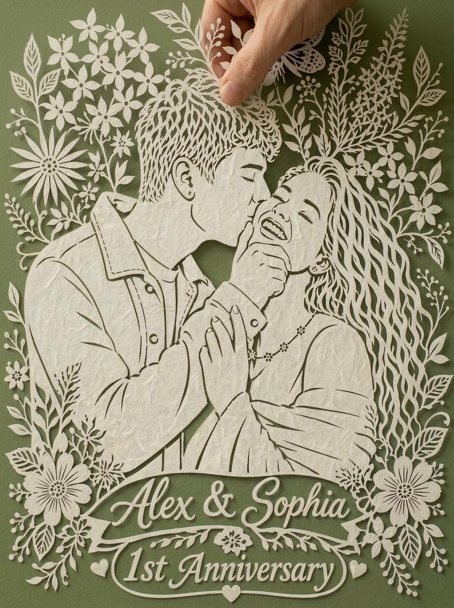 Custom Paper Cut Portrait from Photo, 1st Anniversary Gift for Couple, Personalized Wedding Paper Art, Romantic Photo Gift, Wall Decor