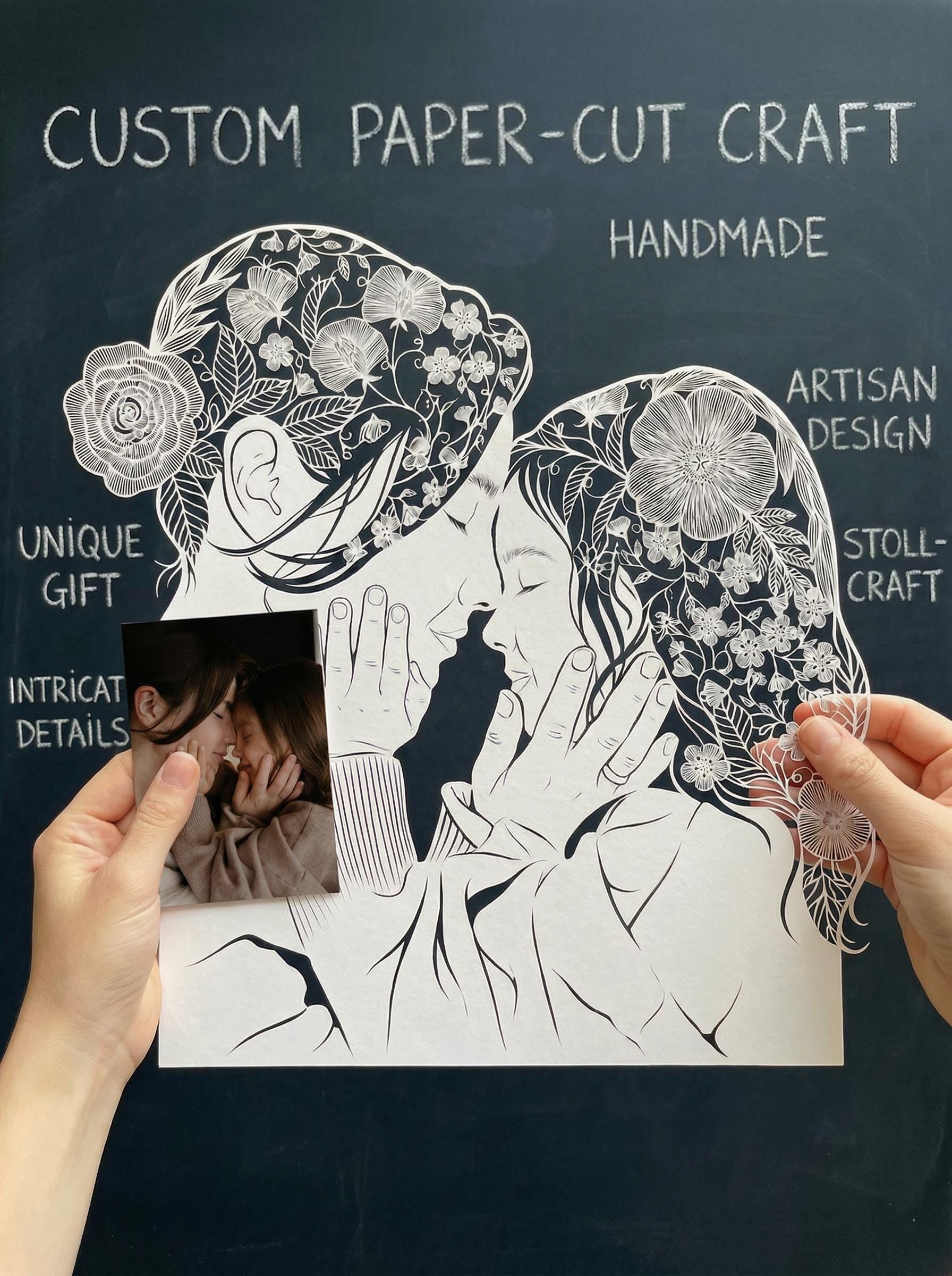 Custom Paper Cut Wall Art from Photo, Family Memory Decor, Mother’s Day Gift, Personalized Portrait Artwork