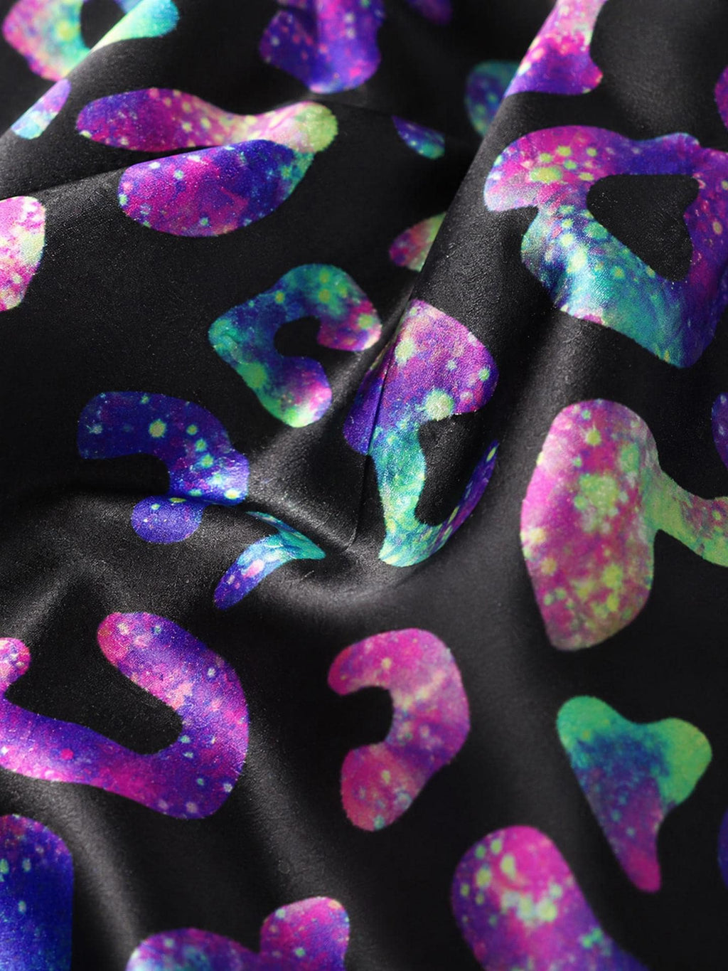 Galaxy Rainbow Leopard Pajama Set Women, Dopamine Aesthetic Satin Pajamas, Colorful Animal Print Sleepwear, Summer Loungewear Gift for Her