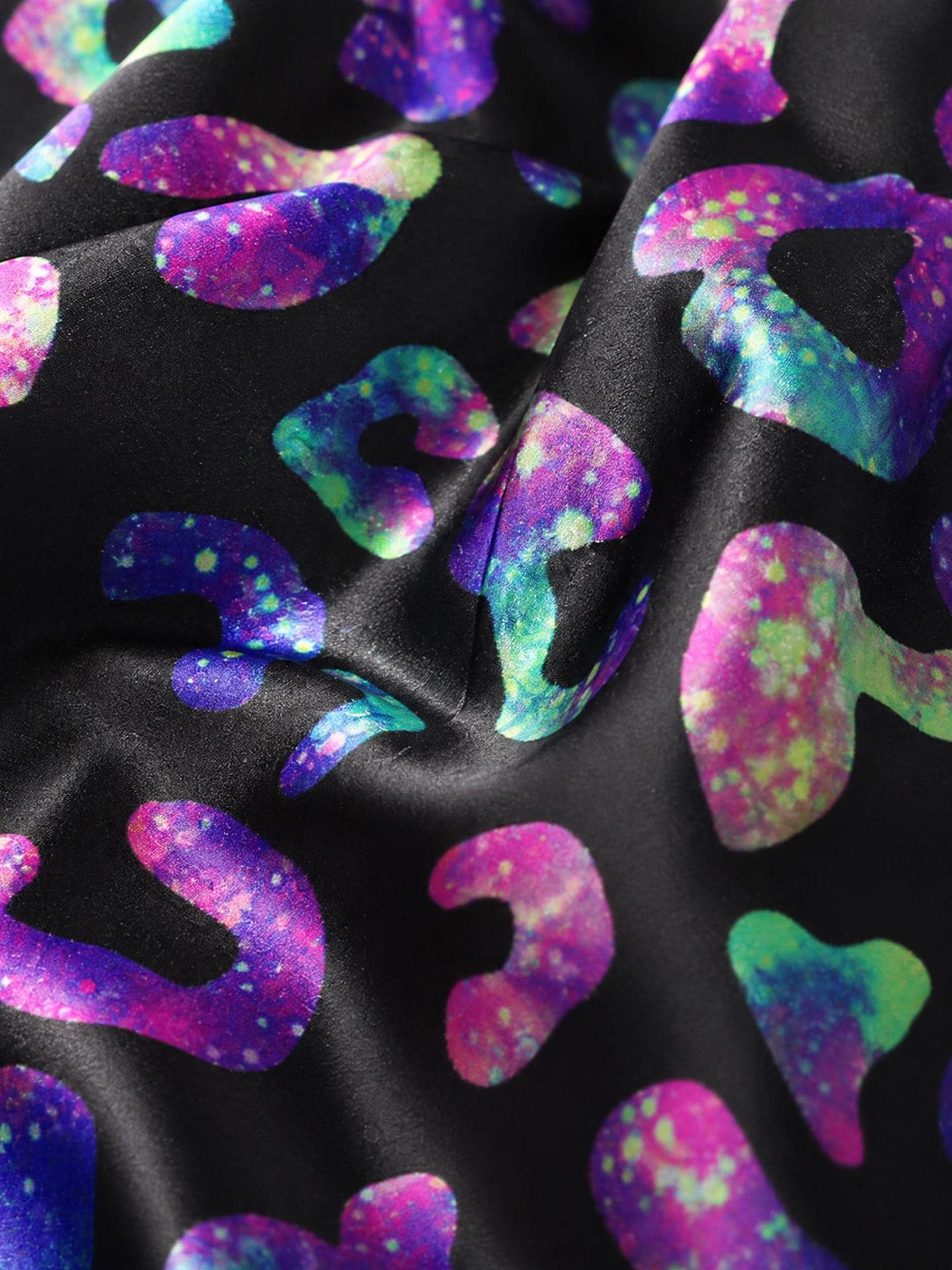 Galaxy Rainbow Leopard Pajama Set Women, Dopamine Aesthetic Satin Pajamas, Colorful Animal Print Sleepwear, Summer Loungewear Gift for Her