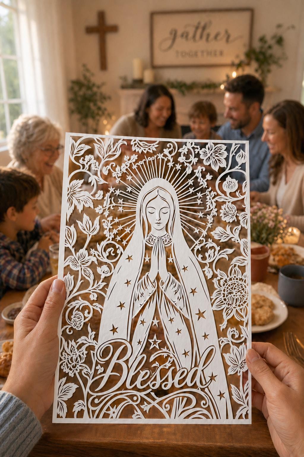 Blessed Virgin Mary Wall Art, Personalized  Papercut Faith Decor, Custom Religious Gift, Christian Home Blessing, Spiritual Wall Decor