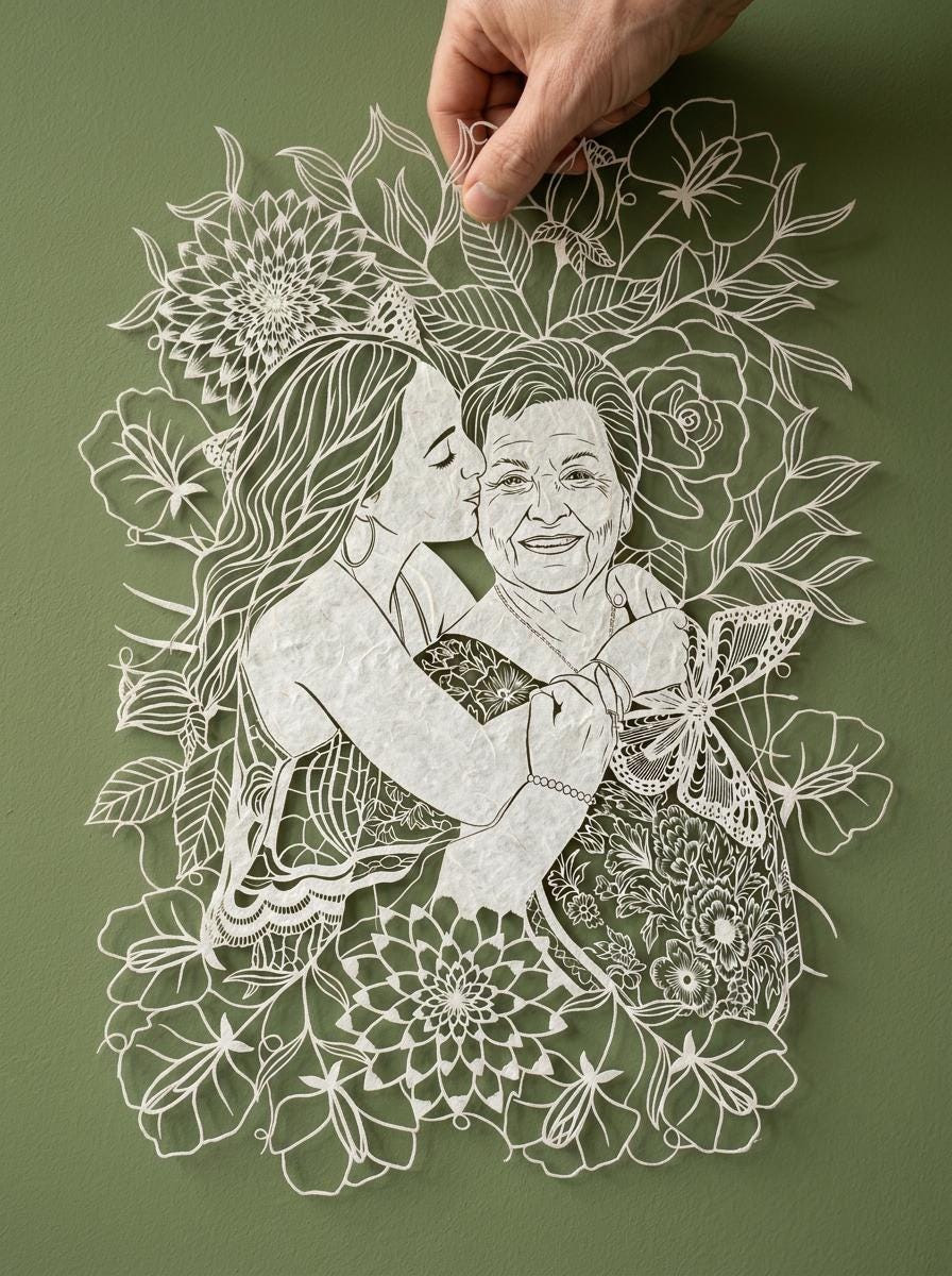 Custom Paper Cut Portrait from Photo, Memorial Gift for Mom, Grandmother Gift, Family Wall Decor, Personalized Photo Art,Memory Gift