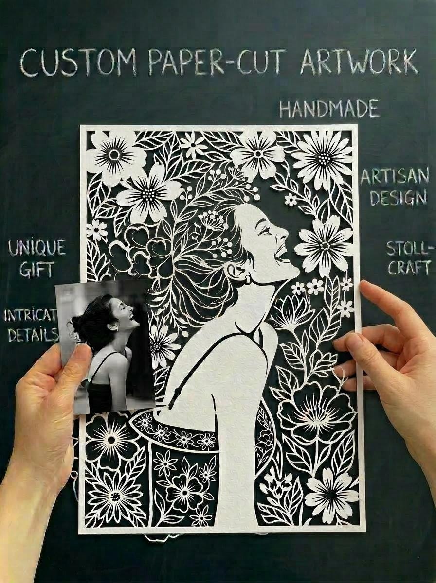 Custom PaperCut Portrait from Photo, Birthday Gift for Her, Personalized Wall Art, Mother’s Day Gift, Anniversary Gift, Wedding Decor